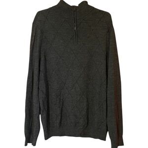 Banana Republic Men's Gray Half-Zip Sweater 100% Merino Wool Size L